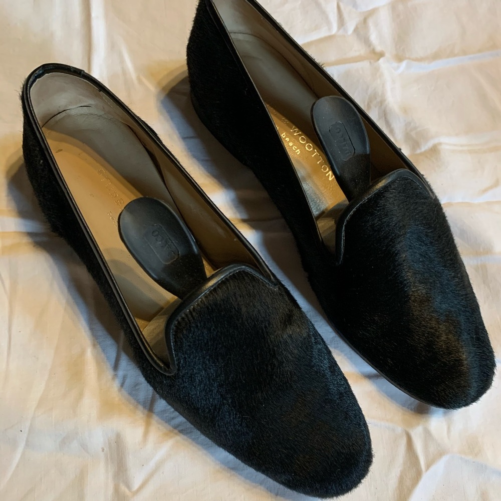 Black calf hair Stubbs & Wootton flats